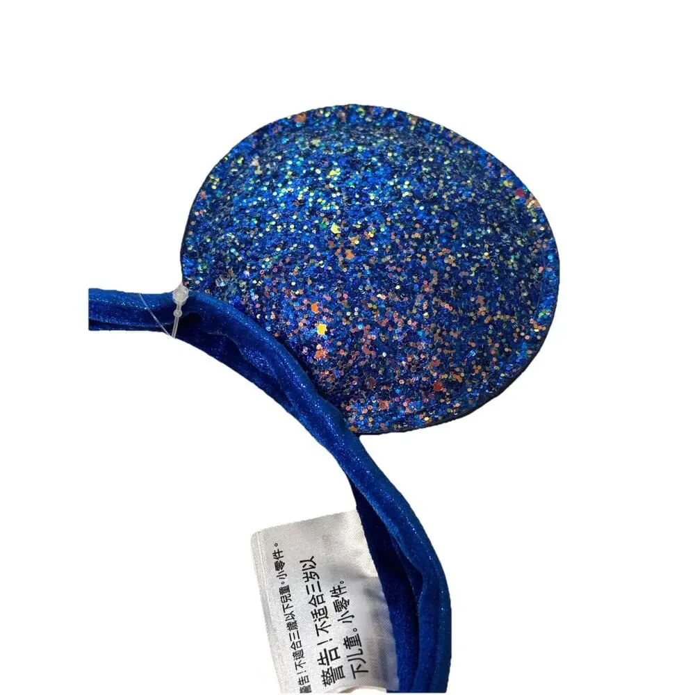 Disney Mickey Ears Blue Sparkle No Bow Adjustable Strap Youth Size NEW W TAGS